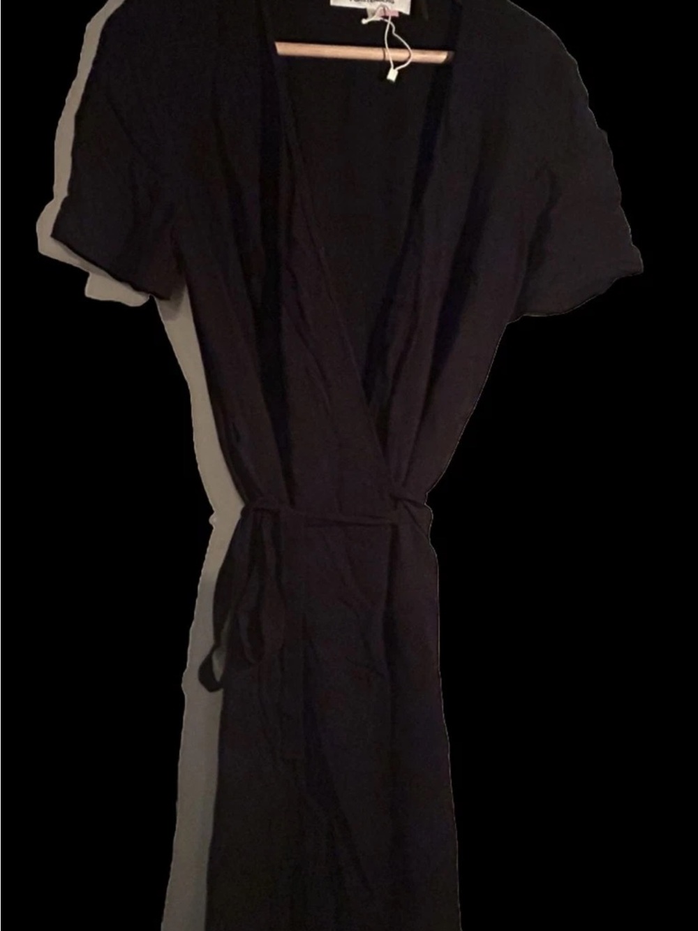 DVF Classic Black Wrap Dress with Tie Waist Sz 10 like new